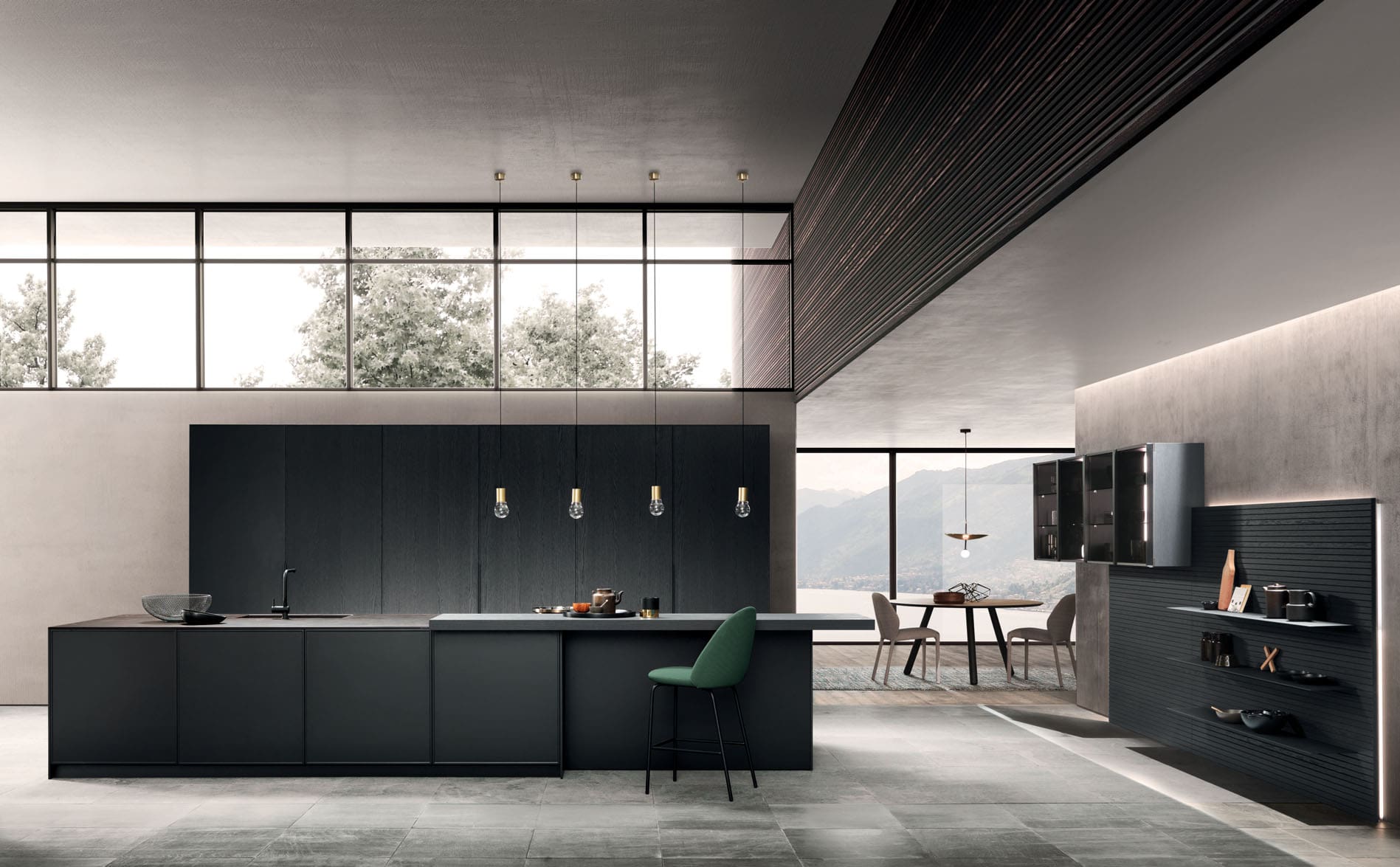 Eco-friendly Italian kitchen cabinet finishes in Dallas with natural textures and luxury modern design